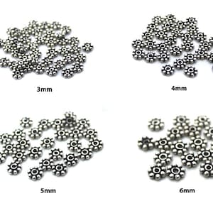 50 stuks echte 925 sterlingzilveren afstandhouders voor margriet, 3 mm, 4 mm, 5 mm, 6 mm. Bali-afstandhouders. Bali zilveren afstandhouders. Sterlingzilveren afstandhouders
