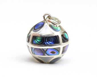Abalone Shell Harmony Ball, Chime Pendant with Silver Chain, Sterling Silver Bola Necklace, Mother Pearl Angel Caller