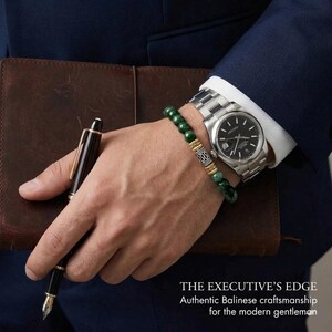 Bracciale da uomo, bracciale di giada per uomo, bracciale di giada verde scuro, bracciale di perline da uomo, regalo per lui, per uomo, bracciale con perline immagine 3