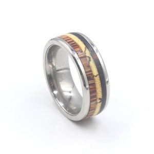 Men&#39;s Ring, Titanium Ring, Triple Wood Inlay Ring, Wood Inlay Ring, Men&#39;s Titanium, Titanium Ring, Triple Inlay Titanium