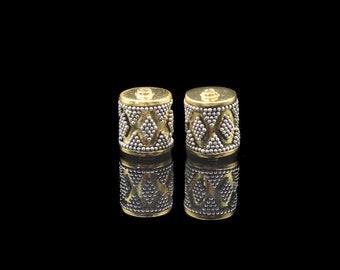 Two 10mm 22K Gold and Sterling Silver Beads, Silver and Gold Plated Beads, 10mm Gold Beads, 11mm Bali Beads, 22K Gold Beads