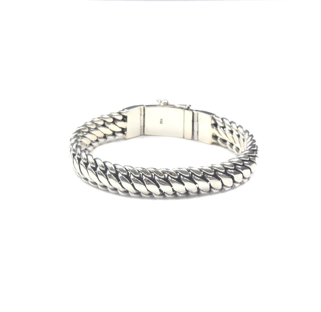 Heavy Duty Solid Sterling Silver Bracelet. Men's Heavy Duty 15mm