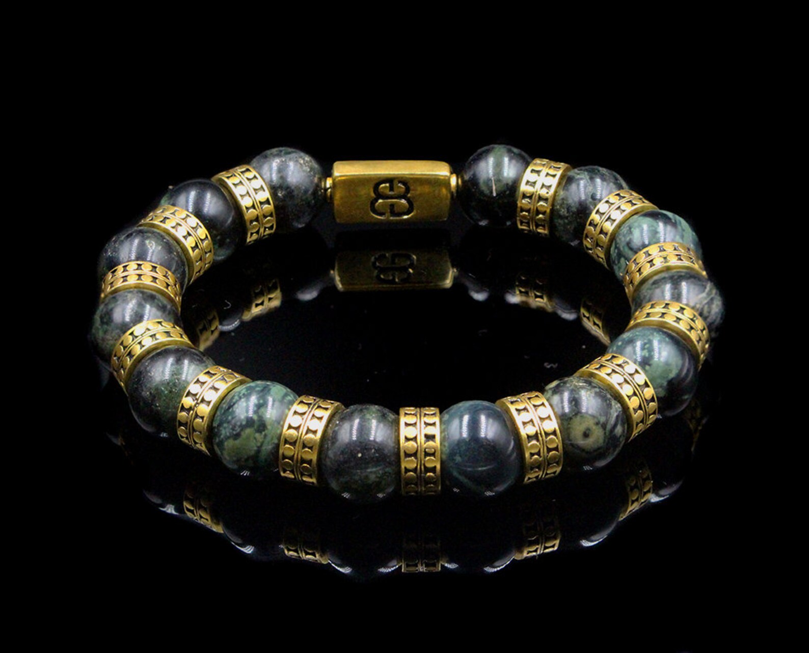 Men's Jade and Gold Bracelet Jade and Gold Beads Etsy