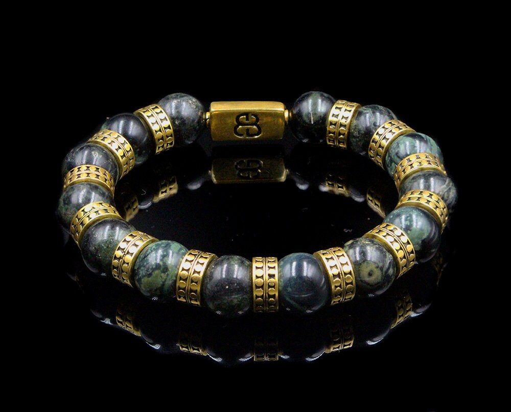 Men's Jade and Gold Bracelet Jade and Gold Beads Etsy