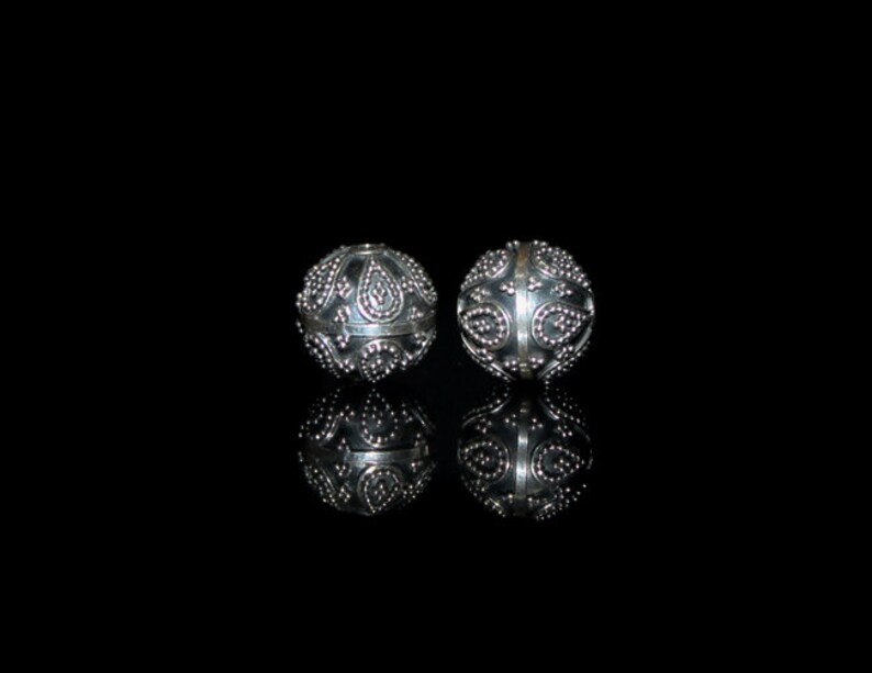 Four 12mm Sterling Silver Beads Sterling Silver Granulation Beads, Bali Beads, Sterling Silver Beads, Beads, 11mm Silver Beads image 6