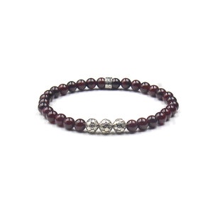 Men&#39;s Bracelet, Garnet Stone Bracelet, Garnet and Sterling Silver Beads Bracelet, Bead Bracelet Man