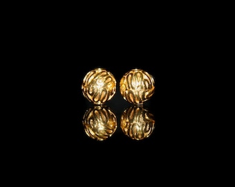 Two x 8mm Gold Vermeil Bali Beads, Gold Vermeil Wire Work Bali Beads, 8mm Bali Beads, 8mm Gold Beads, Gold Beads, Vermeil BaliBeads