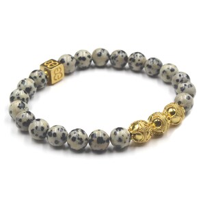 Dalmatian Stone Bracelet, Men's Bead Bracelet, Bracelet Man, Men's 8mm Bracelet, Stone Bracelet, Dalmation Stone and Sterling Silver image 9