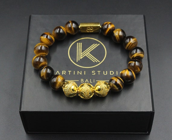 Men's Bracelet, Bead Bracelets Men, Tigers Eye and Gold Vermeil Beads  Bracelets for Men, Bracelet for Man, Tiger's Eye Bracelet 