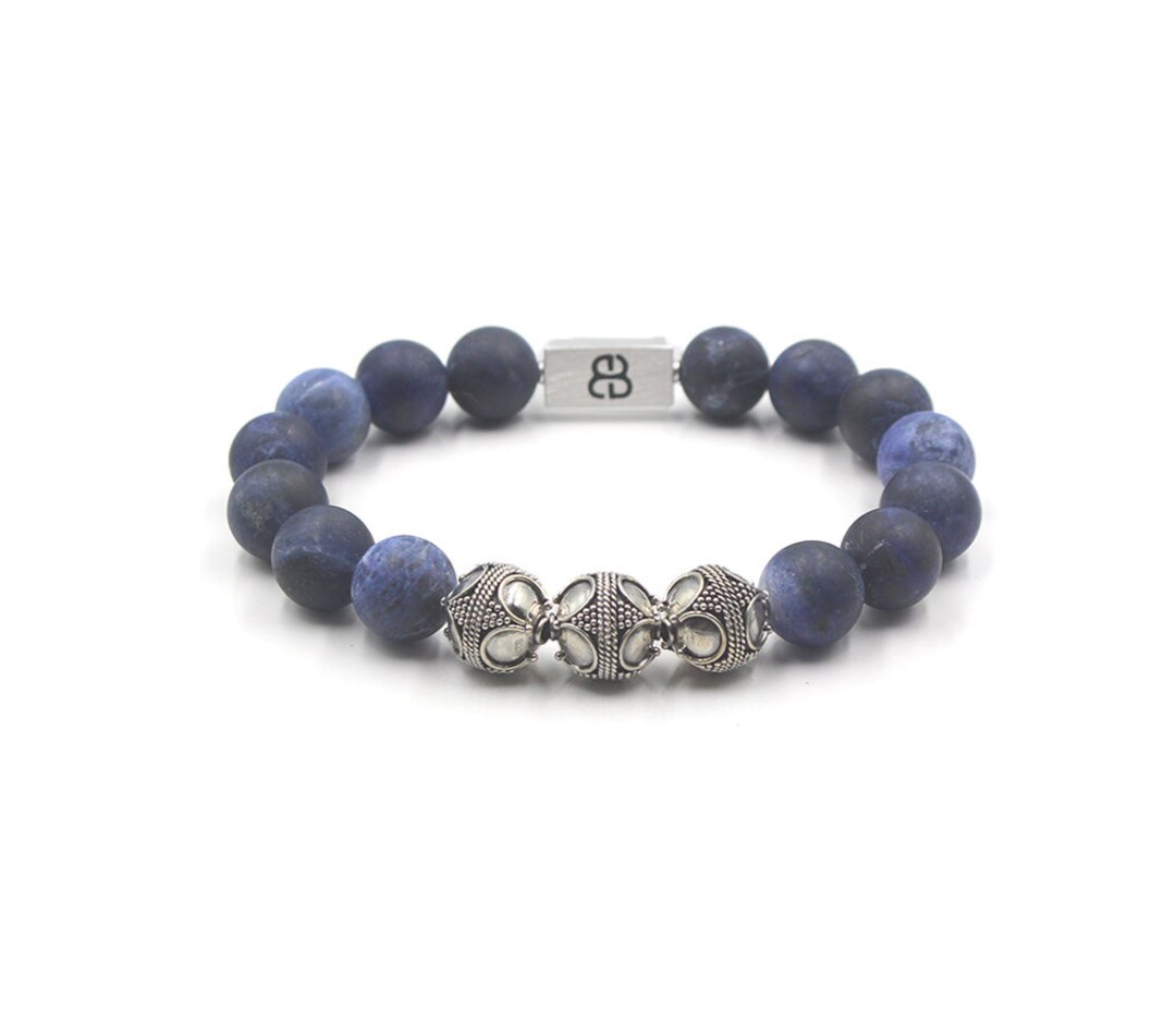 Matte Sodalite Bracelet, Bead Bracelets Men, Bracelets for Men, Men's