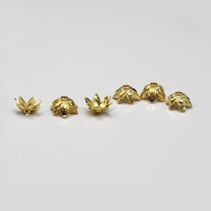 Six 22 Karat Gold Vermeil Bali Bead Caps. 6x Gold Vermeil Bead Caps. Two Gold Vermeil Bali Bead Caps, Bead Caps, Gold Bead Caps