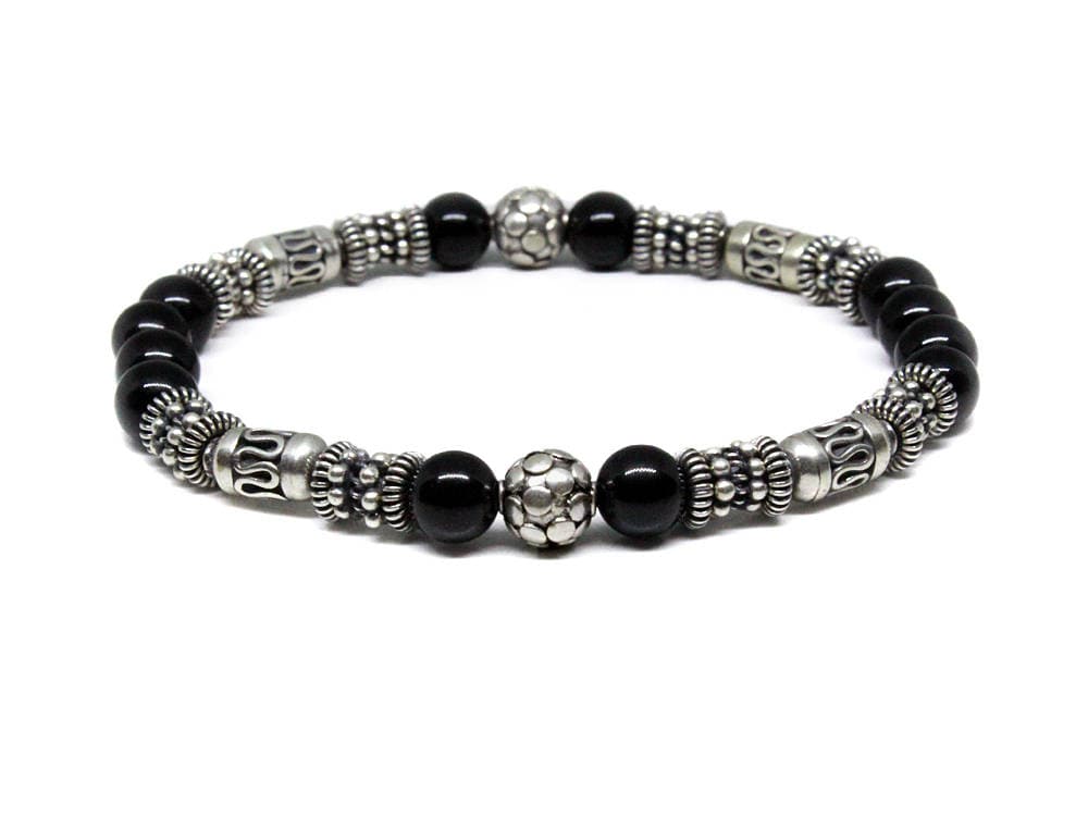 Black Onyx and Sterling Silver Bracelet Bracelet for Men For Etsy