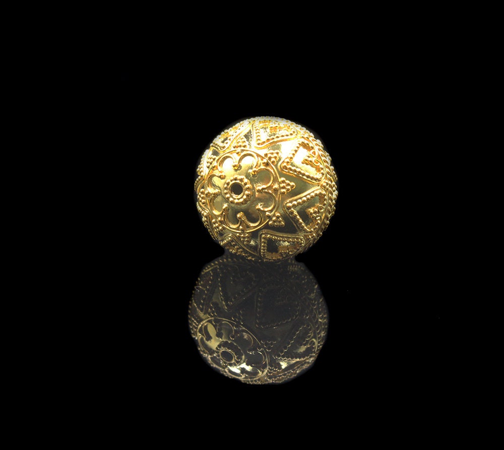 Single 22mm 22 Karat Gold Plated Sterling Silver Bead Large - Etsy