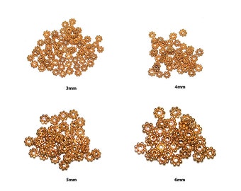 50 piezas genuinas de oro de 22 quilates Vermeil Bali Daisy Spacers, 3 mm, 4 mm, 5 mm, 6 mm. Espaciadores de Bali. Espaciadores Vermeil. Separadores Bali Gold vermeil.