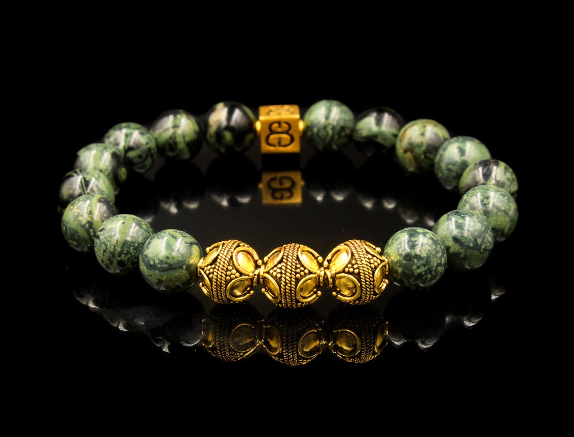 Jade and Gold Bracelet Men's Bracelet Bead Bracelet Men - Etsy