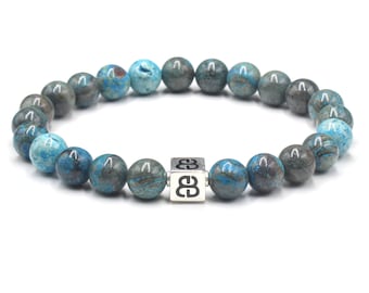 Blue Jasper Stone Bracelet, Bracelet for Men, Blue Jasper and Sterling Silver Bracelet, Men&#39;s Beaded Bracelet, Man&#39;s Silver Bracelet
