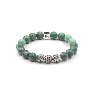 Men&#39;s Jade Bracelet, Qinghai Green Jade and Sterling Silver Bracelet, Bracelet for Man, Man&#39;s Bracelet, Bead Bracelet Man, Beaded Bracelet