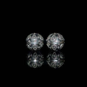 Four 12mm Sterling Silver Beads Sterling Silver Granulation Beads, Bali Beads, Sterling Silver Beads, Beads, 11mm Silver Beads image 2