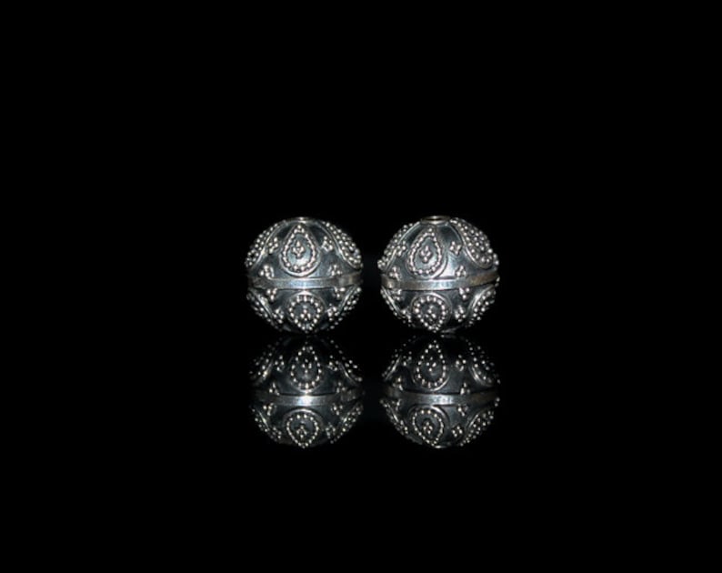 Four 12mm Sterling Silver Beads Sterling Silver Granulation Beads, Bali Beads, Sterling Silver Beads, Beads, 11mm Silver Beads image 2