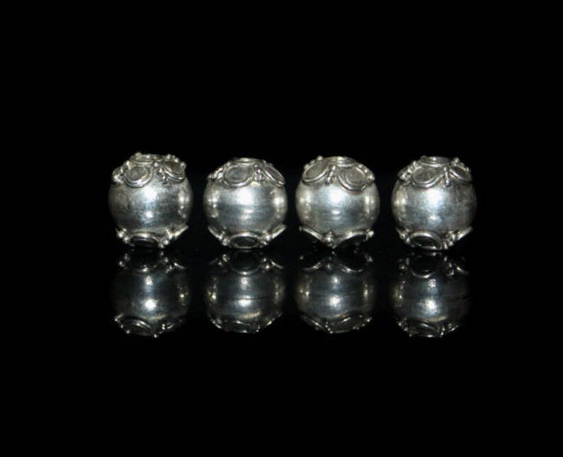 Bali Beads Sterling Silver Beads Beads Four 10mm Sterling Silver Bali Beads 10mm Bali Beads Sterling Silver Beads Beads from Bali