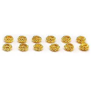 Twelve 5mm 22 Karat Gold Vermeil Rondelle Spacers Beads, Lot of 12 x 5mm Gold Vermeil Bali Beads