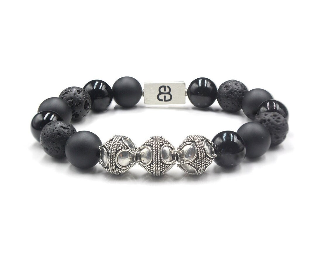 Mixed Black Stone Bracelet Onyx Bracelet Lava Bracelet - Etsy