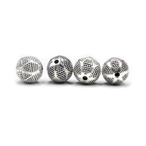 Cuatro cuentas de plata de ley de 10 mm, cuentas de granulado de 10 mm, cuentas de Bali de plata de ley de 10 mm, cuentas de plata de ley, cuentas de Bali de 10 mm