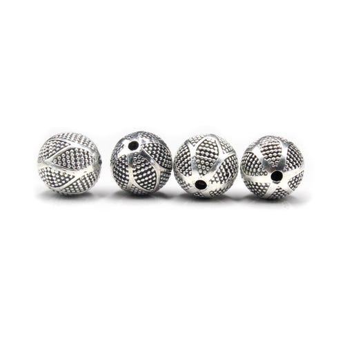 Quatre perles en argent sterling 10 mm, Perles de granulation 10 mm, Perles de Bali en argent sterling 10 mm, Perles en argent sterling, Perles de Bali 10 mm