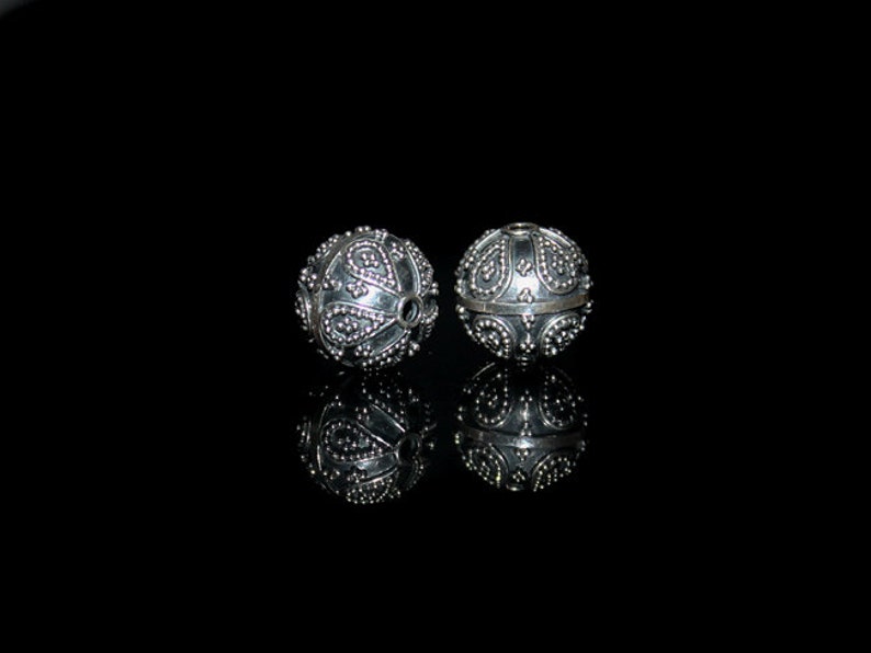 Four 12mm Sterling Silver Beads Sterling Silver Granulation Beads, Bali Beads, Sterling Silver Beads, Beads, 11mm Silver Beads image 3