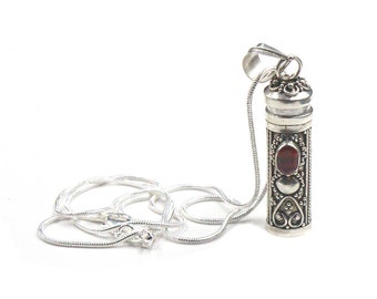 Perfume Bottle, Sterling Silver Perfume Bottle Pendant Necklace, Cremation Ash Container, Sterling Silver Oil Bottle, Oil Container, Bottle
