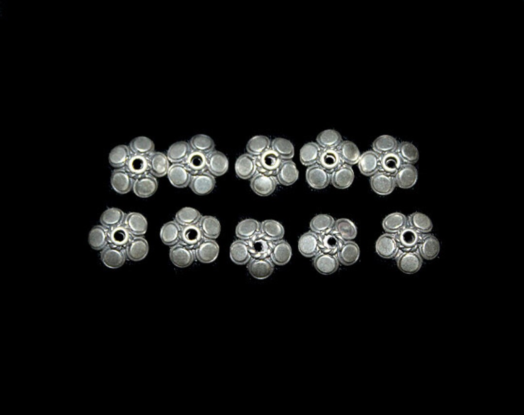 10 Pcs Sterling Silver Bead Caps, 10mm. Ten Sterling Silver Bali Bead