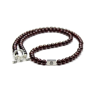 Men&#39;s Necklace, Garnet Stone and Sterling Silver Necklace, Men&#39;s Beaded Necklace, Men&#39;s Garnet Necklace, Bead Necklace Man, Necklace Men