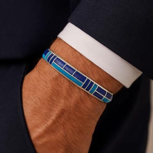 Turquoise and Lapis Lazuli Silver Cuff Bracelet, Silver Cuff Bracelet, Turquoise Cuff Bracelet, Sterling Silver Cuff Bracelet, Stone Cuff