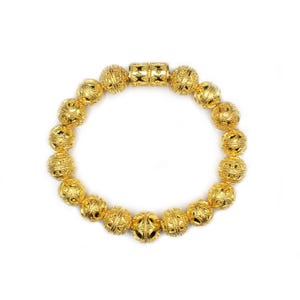 Gold Vermeil Bali Beads Bracelet, 22 Karat Gold Plated Sterling Silver Beads Bracelet