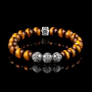Men&#39;s Bracelet, Tiger&#39;s Eye Bracelet, Tiger&#39;s Eye and Gold Bracelet, Beaded Bracelet Man, Bracelet for Man, Men&#39;s Tiger&#39;s Eye Bracelet