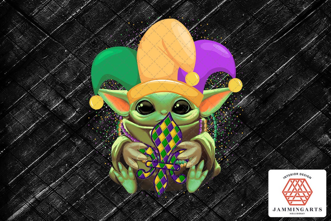 baby yoda mardi gras beads