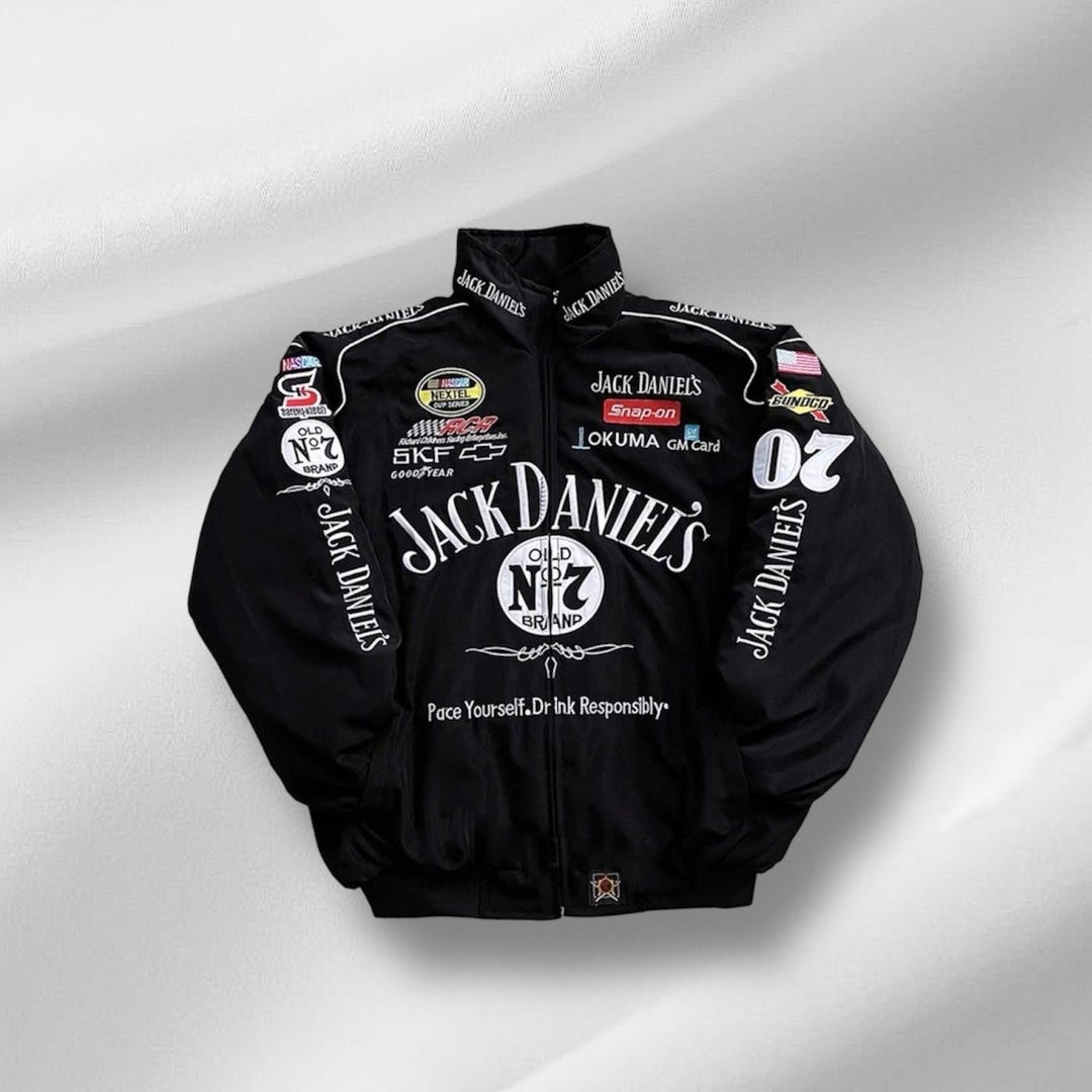 Vintage Racing Jacket Nascar Jack Daniels, Retro Y2K Fully Embroidered ...