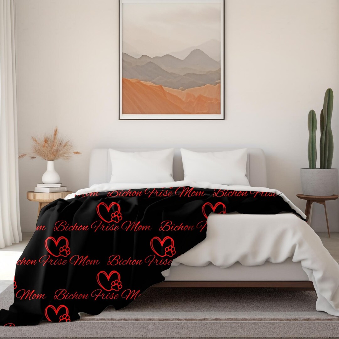 Bichon Frise Dog Pattern Print Blanket