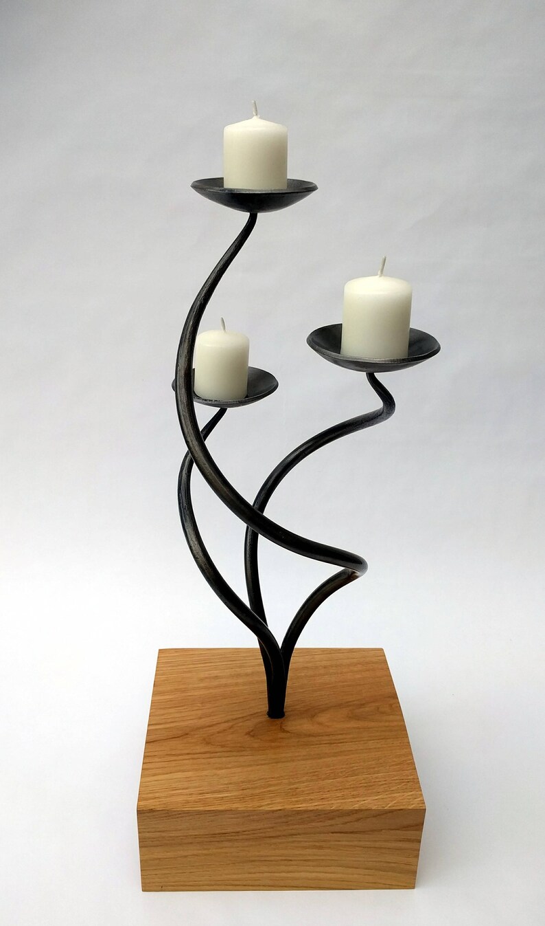 Candle holder in wooden base Etsy