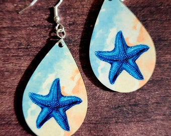 Starfish Earrings: Beach Cruise Jewelry, Stainless Steel Hooks