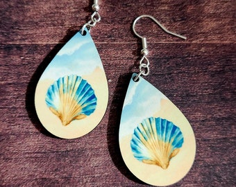 Seashell Beach Earrings: Stainless Steel Hooks