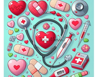 Nurse Valentine tumbler wrap sublimination files PNG-JPG-PDF