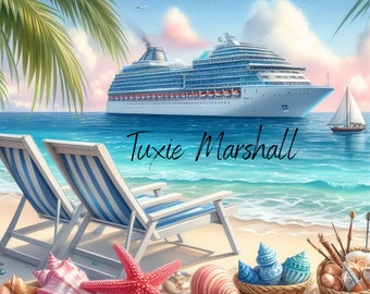 Caribbean Cruise Ship Tumbler Wrap: Ocean Scene (Digital Download)