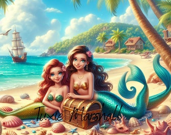 Mermaid Kids Cruise Tumbler wrap PNG-JPG-PDF-Silhouette for sublimation digital download resizeable