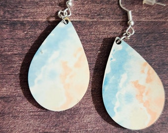Beach Wave Earrings: Ocean Surf Jewelry, Stainless Steel Hooks