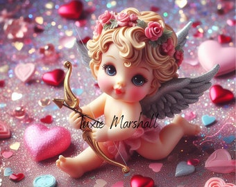 Cupid Valentine Tumbler Wrap PNG JPG PDF files for sublimination