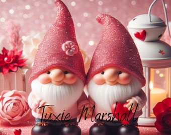 Valentine's Day Gnome Tumbler Wrap: Pink & Rose PNG (Digital Download)