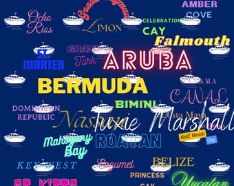 Caribbean Cruise Ports Tumbler Wrap: Carnival Design (Digital Download)