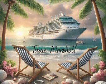 Caribbean Cruise Ship Tumbler Wrap: Beach Scene (Digital Download)