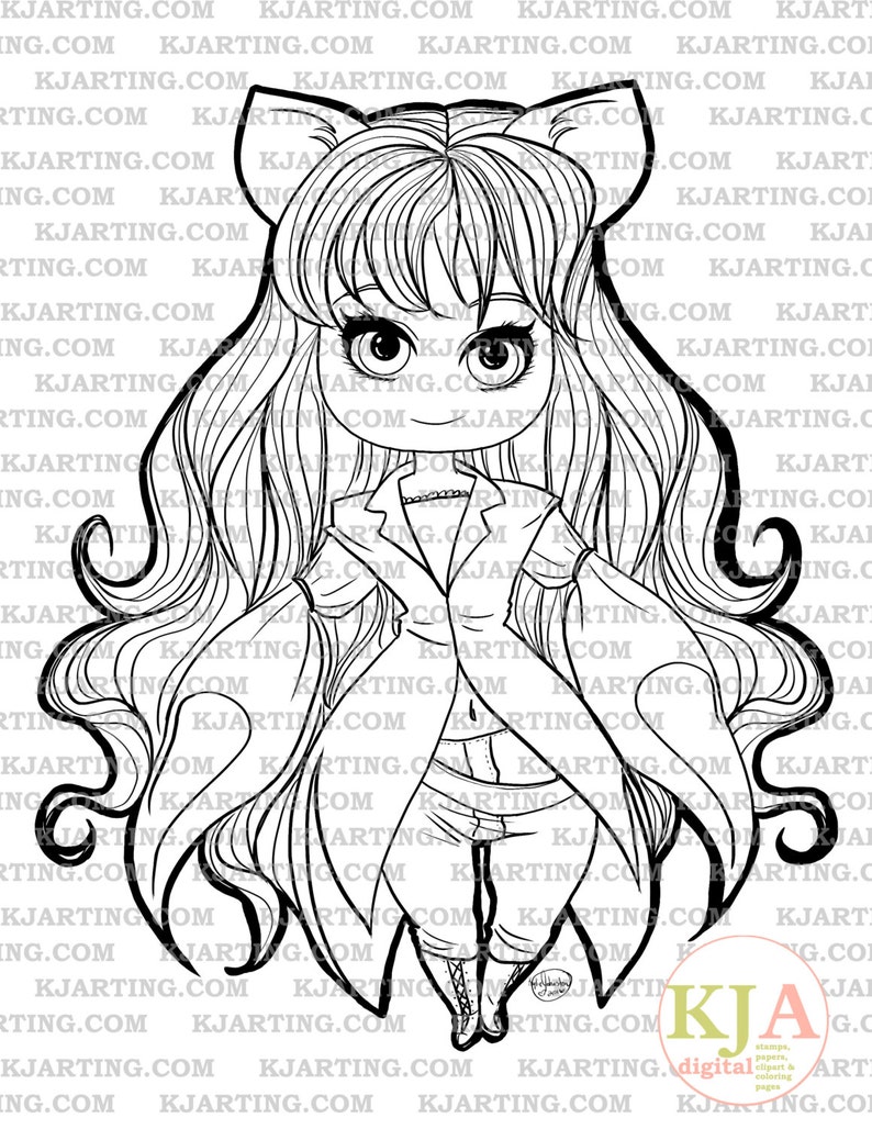 Feline Fashion Chibi Digi-Stamp Line/_Art Printable/_00111 KJArting